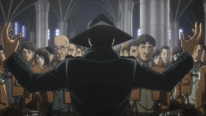 Still from Attack on Titan episode Episode 14, Can't Look Into His Eyes