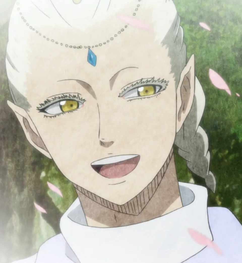 Portrait of a serene elf man with long white hair, pointed ears and glowing eyes, dressed in white robes with a gleaming sword of light at his side