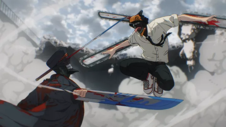 Still from Chainsaw Man episode 12, KATANA VS. CHAINSAW