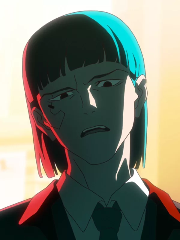 A well-dressed student with blond hair and the polished look of an Arasaka academy uniform.