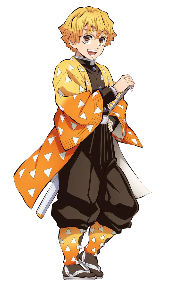 Portrait of a panicked blond youth with downturned brows and a yellow-and-orange triangle-patterned haori